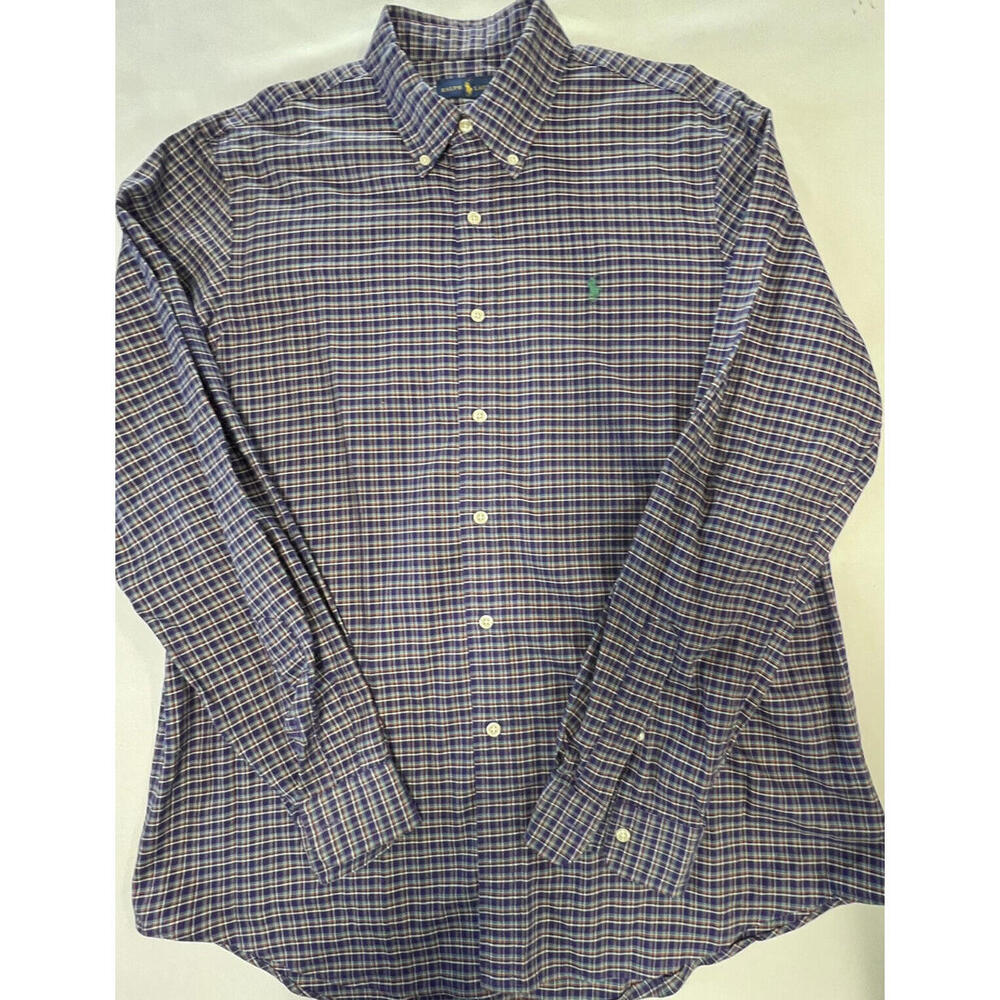 Ralph Lauren Mens Long Sleeve Multicolor Plaid Button Down Shirt Size L